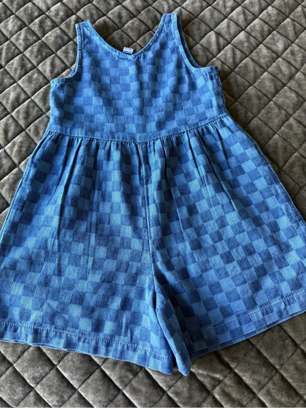 Old Navy Blue Check Cotton Romper